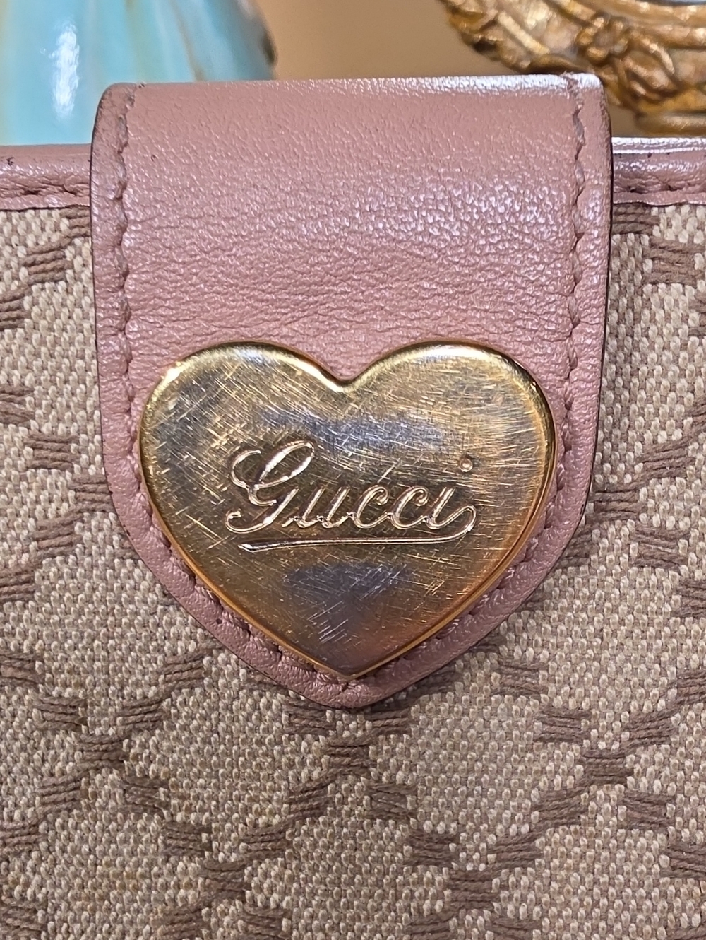Authentic Gucci "Lovely Heart" Diamante Canvas Continental Wallet Vintage EUC - Picture 5 of 13